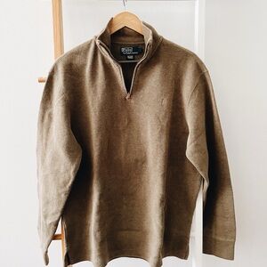 Men's Polo By Ralph Lauren Dark Green Quarter Zip Sweater